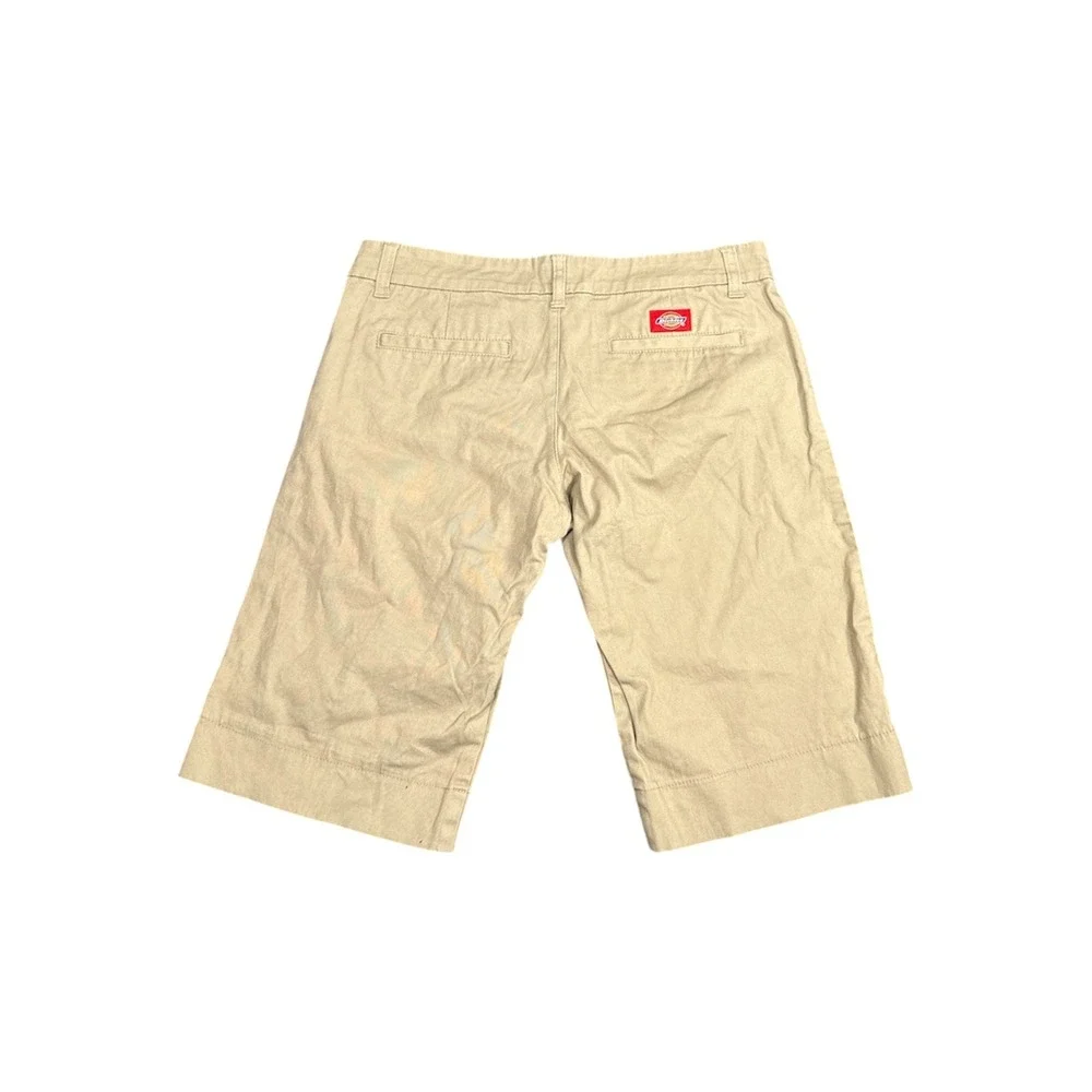 Dickies Khaki Bermuda Shorts Womens 9 Tan Flat Front Workwear Casual Utility